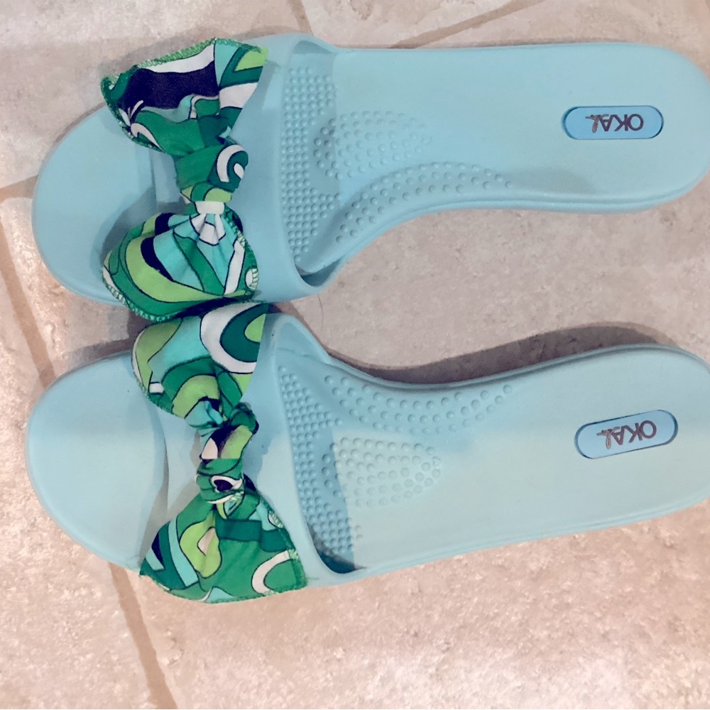 Aqua sandals.
